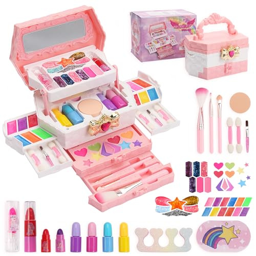 iFunLong Kids Makeup Sets for Girls, Washable and Safe Make Up Set Girls Toys, Childrens Princess Play Games Toys Presents, Princess Christmas Birthday for Age 3-12 Year Old Girl