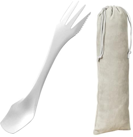 Titanium Spork 3 in 1 Spork Camping Cutlery with Storage Pouch, Ultra Lightweight Spoon Fork Knife, for Backpacking, Hiking, Outdoors