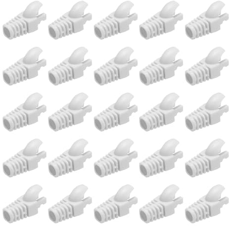 PATIKIL RJ45 Plug Connector Cover, 200Pcs Cat5 Cat5E Cat6 Cat7 Network Cable Boot Cover for Laptops Desktop Computers Routers Smart TV Network Cameras Printers, White