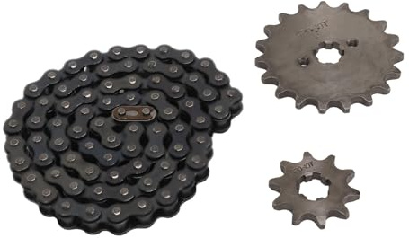 Oytrui Kit de Cadena de Piñón 420, Piñones de Motor Delantero de Acero 19T, Piñón Trasero de 10 Dientes con Cadena 420, para Bicicletas Todo Terreno, Vehículos Todo Terreno, Karts de