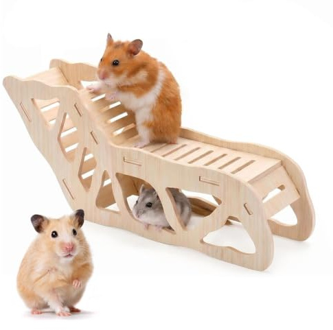 Pyralidsg Bois Tunnel Hamster, Multifonctionnelle Echelle d'escalade de Hamster, Décoratif Hamsters Accessoire, pour Petits Animaux de Compagnie, Gerbilles, Dègues, Souris à Epics, Hamsters Nains