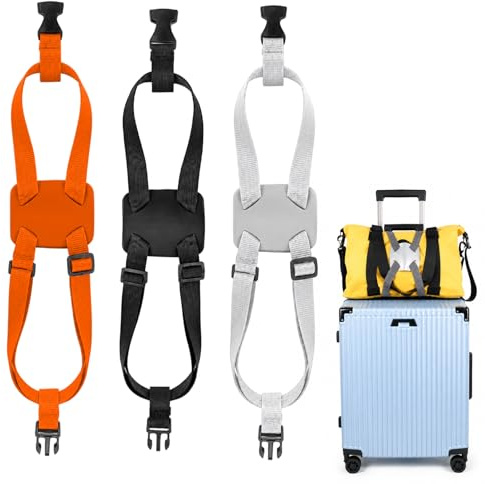 3 Pack Suitcase Straps, Adjustable Luggage Straps for Suitcases, Travel Elastic Strap Belt, Travel Accessories Connecting Carry On Bags Add Bags