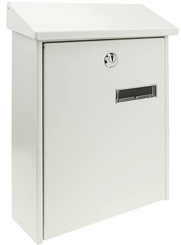 PrimeMatik - Boîte aux Lettres métallique coloré Blanc pour Mur 235 x 75 x 315 mm