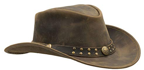 Walker and Hawkes - Chapeau Brisbane - Cuir de Vachette - Outback - Bicolore - Marron foncé - S (57cm)