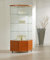 MHN Glas-Vitrine ohne Rahmen T 68 x B 68 x H 180 cm - schmale Ausstellungsvitrine Sicherheitsglas - Vitrinenschrank mit Unterschrank abschließbar - Eckvitrine mit Rollen - ohne Beleuchtung