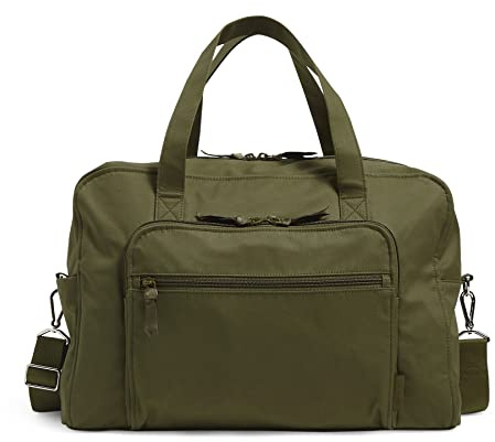 Vera Bradley Women's Cotton Weekender Travel Bag, Climbing Ivy Green, One Size