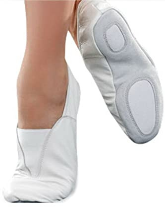 Zapatilla de piel para gimnasia artística, rítmica, yoga, pilates, karate, combate (40, blanco)