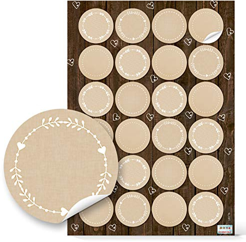 Logbuch-Verlag 24 adesivi rotondi vuoti scrivibili color beige fai da te bricolage per pacchi regalo spezie marmellata decorare scrivere nome segnaposto 3,2 cm