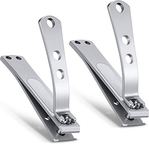 2 Pieces Nail Clipper for Thick Nails, Straight Edge Toenail Clippers, Heavy Duty Stainless Steel Fingernail Cutters, Large Wide Mouth Fingernail and Toenail Scissors for Men Women