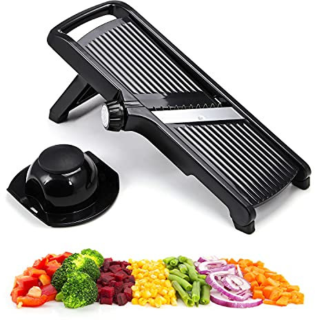 Taylor & Brown 3 in 1 Mandoline Slicer Adjustable Kitchen Food Mandolin Vegetable Julienne Slicer Chopper Cutter for Fruits from Paper-Thin to 9mm, Black