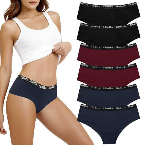 Libella Culotte Femme Coton Taille Basse Slip Élastique Lot de 6 B S