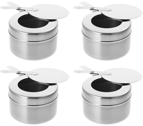 Cabilock 4 pcs Stainless Steel Fuel Holders Chafing Fuel Holders with Cover for Buffet Barbecue Party Supplies Buffet Server