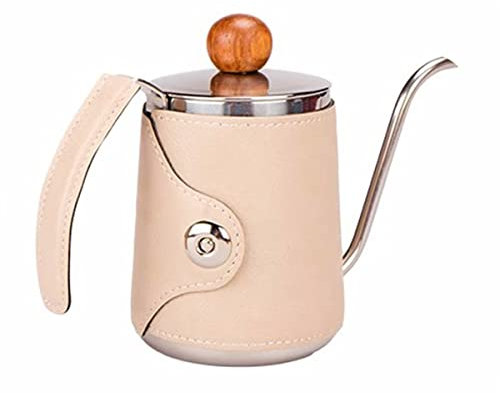 LEIYTFE Mini Caffettiera pour Over,Bollitore per caffè A Goccia con Beccuccio Lungo E Stretto,Teiera A Collo D'Oca Bollitore per caffè A Goccia,Caffettiera da Campeggio (Color : Beige, Size : 350ml)