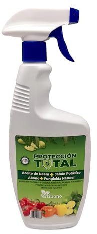 FERTIBONO PROTECCION TOTAL Jabón Potásico y Aceite de Neem – Cuidado Natural 100% para Plantas | 750ml | Fortalece, Limpia y Equilibra | Ideal para Huertos y Jardines Ecológicos