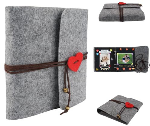 Fotoalbum zum Selbstgestalten Klein,Filz Scrapbook Album,Scrapbook Album,Fotobuch Zum Einkleben,Fotoalbum Hochzeit,Erinnerungsalbum für Weihnachten Geburtstag Jahrestag Geschenk (17 * 20CM)