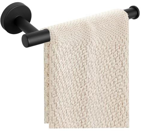 Sotuai Hand Towel Holder - 9 Modern Design Towel Ring, Thicken SUS 304 Stainless Steel Towel Holder for Bathroom Wall, Contemporary Hand Towel Rack - Matte Black