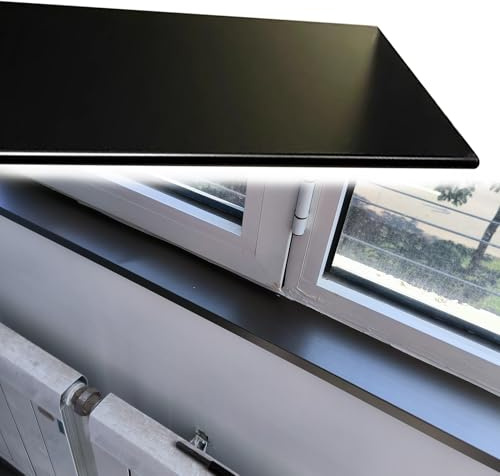 Dailify Window Sill Cover Aluminium Alloy Window Sill Trim Cover Board, Cuttable Black Countertop Window Sills Protector, Window Cill for Interior House Windows(60cm x 15cm (23 5/8 x 5 7/8))