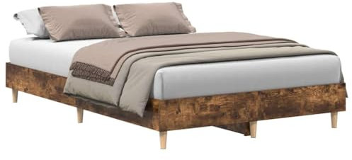 vidaXL Cadre de lit sans Matelas chêne fumé 120x190 cm Bois ingénierie, Meuble de Chambre à Coucher, sommier, lit Double, lit, châlit, lit de Palette