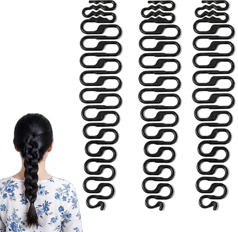 Set di 3 fermagli per trecce francesi, per acconciature e acconciature fai da te (nero)