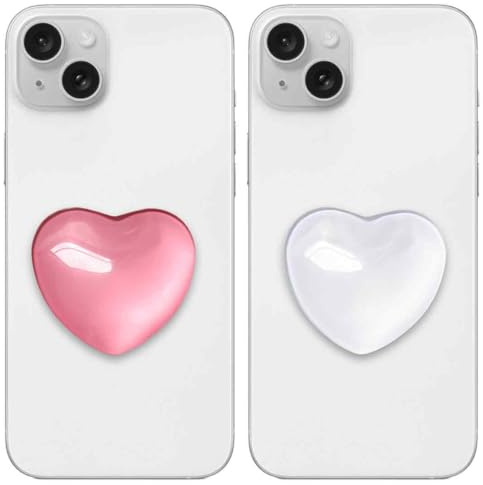Magnetisk telefongreppshållare, 2 st smartphonegrepp, mobiltelefongrepp hjärta, kristallglas, utdragbara bastillbehör för handsfree