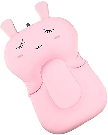 LRXIYODE Cojín De Baño Antideslizante Para Ñiño, Almohadilla Flotante Rosa Princesa, Soporte Ergonómico De Malla Transpirable Para Baño Seguro y Cómodo Del Recién Nacido, Unidad Única