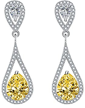 TABOJS Boucles d'oreilles pour Femmes Boucles d'oreilles en zircone Art Nouveau Larmes de Boucles d'oreilles argentées