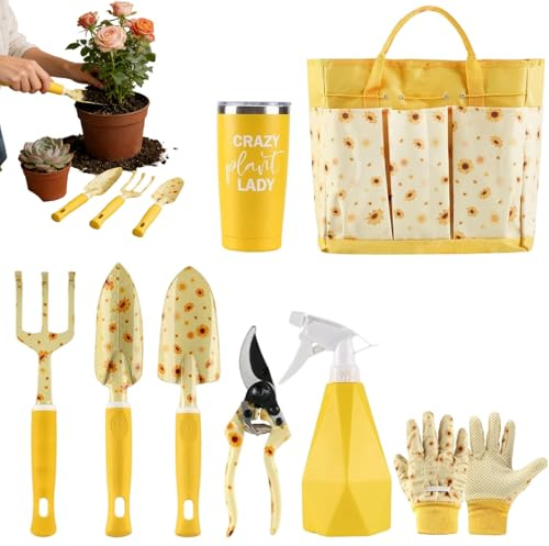 Bawiaueu Outils de Jardinage à Main | Sécateur de Jardin avec Sac,Outils à Main de Plantation Accessoires de Jardinage | pour Jardinière Maman Grand-mère Extérieur Aménagement Paysager Fleur