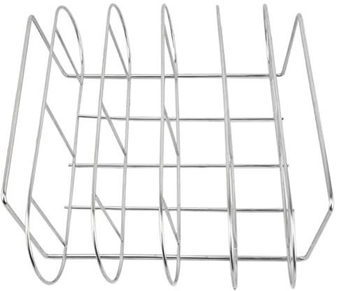 FOMIYES Supporto per Costine in Acciaio Inox Robusto Griglia per Barbecue Multifunzione per Casa e Picnic Design Ergonomico e Facile da Pulire per Arrosti, Pollo e Prosciutti
