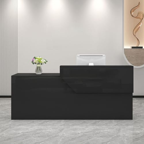 Receptionsdisk Med Disk, Modern VäLkomstdisk Butiksdisk For Kassa | Modern receptiondisk med låsbar låda och tangentbordsfack för kontor, butik, salong och klinik.(Left/Black,160cm)