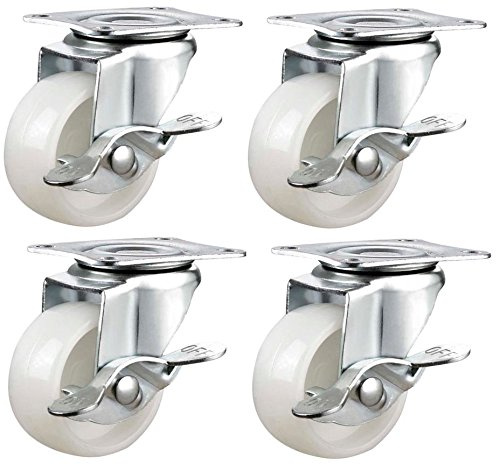 - Lot de 4 roulettes pivotantes en nylon avec frein - 40 mm - Pour meubles, appareils et matériel - Charge maximale 100 kg - Par Bulldog Castors