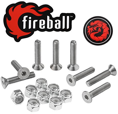 Fireball Dragon Stainless Steel Skateboard Hardware Set (Flat Allen, 1.0)