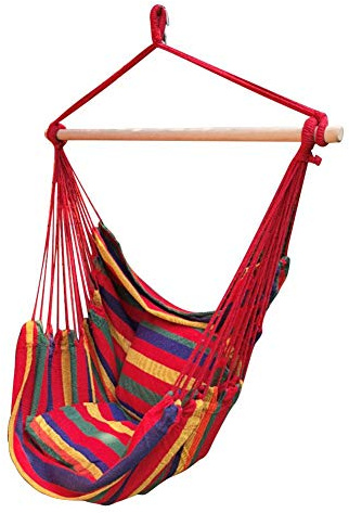 Envisioni Silla Colgante, Playa de Rayas Silla de la Hamaca, Columpio de Lona de algodón Asiento Adecuado para Colgar en balcón, terraza, Sala de Estar, habitación de los niños y Loft