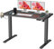 SANODESK QS+110 * 60 Electric Standing Desk ONE PIECE Height Adjustable Standing Desk With Memory Smart Panel Sit Stand Table With Hooks and Cupholder for Home Office （Black Frame+ Black Desktop）