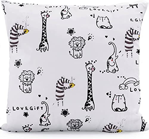 Funda de cojín decorativa para niños, 40 x 40 cm, 1 paquete de fundas de almohada para cochecito de bebé, algodón orgánico con cremallera, color blanco