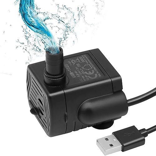 RUIZHI Mini pompe à eau submersible USB 1-3 W 200 l/h pour fontaine à chat, aquarium, étang, mini bassin à poissons et jardinières