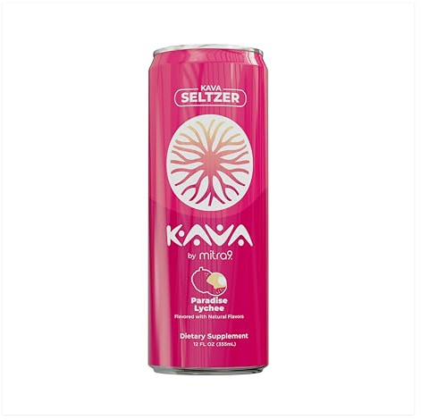 Mitra9 Paradise Lychee Kava Seltzer, 4-Pack, 500mg Kava Root, 12 fl oz Cans