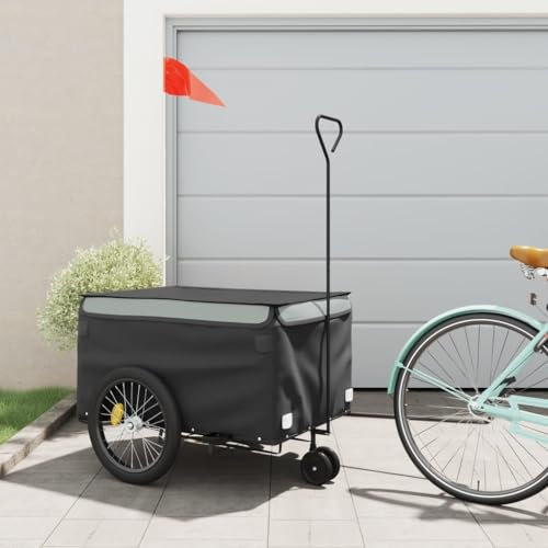 CIADAZ Cykelvagn svart och grå 45 kg järn, cykelkärra, lastvagn, handvagn, cykellastvagn, lastcykel – 94112