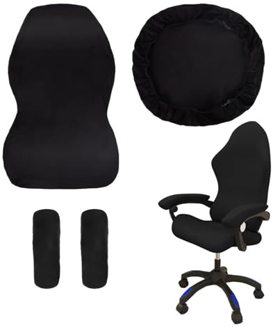 Juegode4 fundas para silla de videojuegos con reposabrazos/respaldo de silla, funda para silla de oficina, antideslizante,extraíble,lavable,buena elasticidad, para sillas de juegos,usw (Negro)
