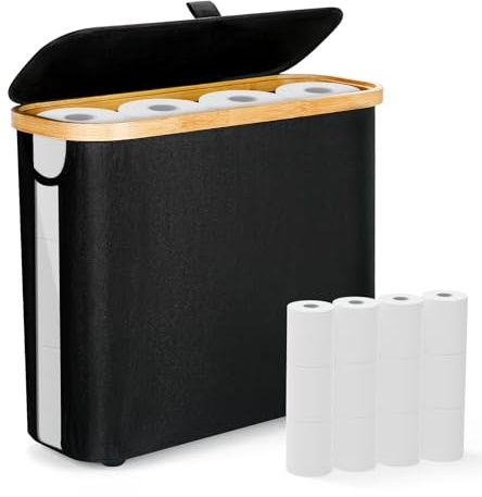 Pinyenr 26L Cesta Papel Higienico, 12 Rollos Almacenaje Papel Higienico Porta Rollos de Papel Higienico Bathroom Organizer Organizador Papel Higienico Cesta para Papel Higienico de Baño