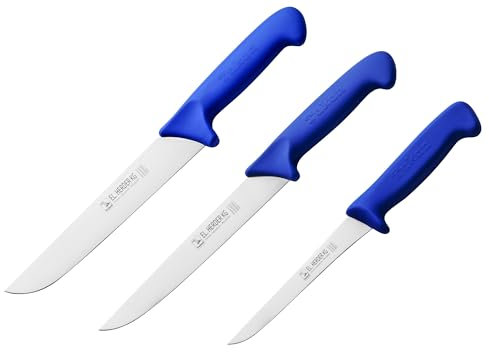 Profi Schlachtermesser Set - 28-34cm - das original H.Herder Solingen Messerset – 3 teilig – Fleischmesser Metzgermesser mit rutschfestem Griff für Profi Metzger und Hobby Koch - die Premiumklasse