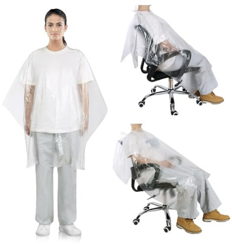 LOPHE Einmalumhänge, 50 Stück Einweg Umhang 130x110 Cm, Einweg Friseurumhang für Friseure Und Barbiere, Wasserdichte, für Erwachsene Kinde