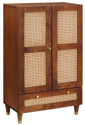 Swpsd Media Storage Cabinets & Racks Brown Cane and solid mango wood Media Storage Unit Model4018910
