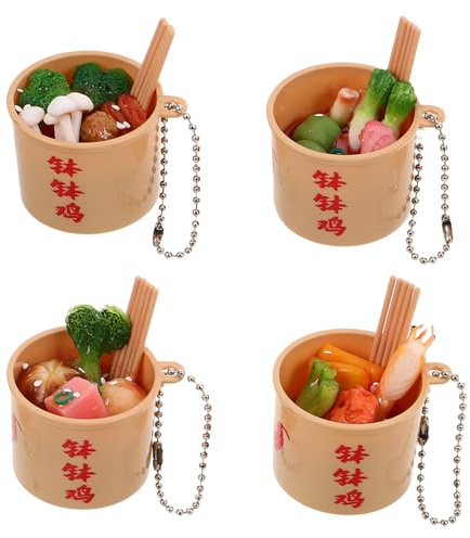 FRCOLOR 4 st. Kawaii Matnyckelring Kreativ Räka Svamp Hänge Nyckelring Konstgrönsaker För Väska Handväska Handväska Biltillbehör