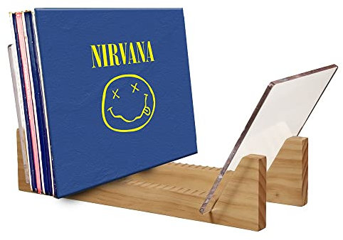 KAIU Rangement Vinyle - Support pour 50 Disques 33 ou 45 tours - Range Vinyle Moderne et Décoratif avec Base en Bois Massif Noir et Cadre en Acrylique Transparent