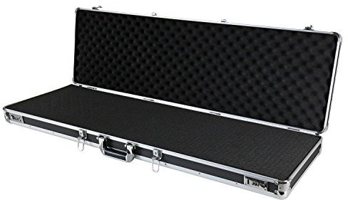 HMF 14405-02 Alu Waffenkoffer für Gewehre mit Rasterschaumstoff | 117 x 36 x 12 cm | Schwarz
