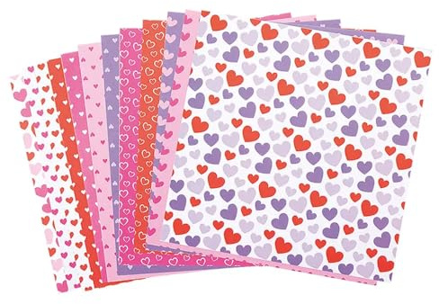 Baker Ross Papier imprimé motif Cœur - Lot de 48, Loisirs Creatifs Enfants pour la Saint Valentin (FC672)