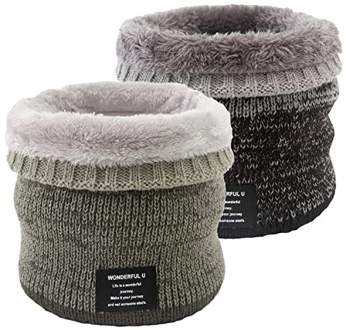 lifwimner Tour de Cou Echarpe Homme Gaiter Masque Cagoule Moto Cache-Cou Hiver Doublure Polaire Neck Warmer Snood 2 Pièces(Gris)