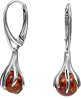 Copal Pendientes De Plata Con Ámbar Auténtico Diseño Femenino Estilo Atemporal