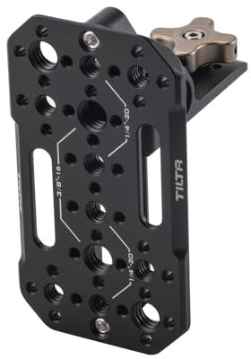 Tilta Aluminum Adjustable Accessory Mounting Plate for DSLR Cameras | Built-in NATO Rail | Rotating Design | 1/4-20 and 3/8-16 Threads | Black | TA-AMP-B