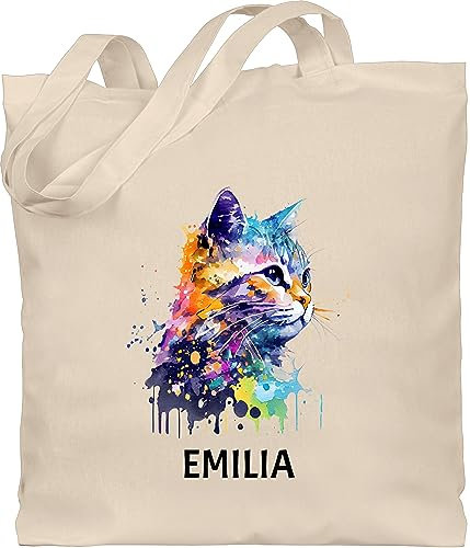 Baumwolltasche - Katze Cat Citten Katzen Cats Katzenlieberhaber - Unisize - Naturweiß - katzenliebhaber katzenmotiv name jutebeutel frauen katzenmotiven einkaufstasche katzenliebhaberin tasche